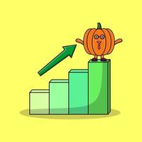 Pumpkin cute businessman with a deflation chart vector