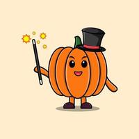 A gorgeous smart cute cartoon magician Pumpkin vector