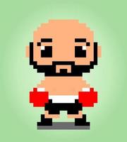 8 bit Pixel of the boxer character. Human pixels in vector illustration for game assets or cross stitch pattern.