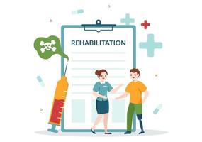 Rehabilitation Flat Cartoon Hand Drawn Templates Illustration with Doctor Helping Patient Orthopedic Physiotherapy, Physical Activity and Healthcare vector