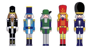 Cute christmas nutcracker traditional toy figurine isolated on white background vector