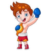 Cartoon boy boxing isolated  on white background vector