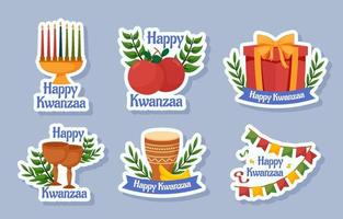 paquete de pegatinas de la festividad de kwanzaa vector