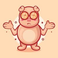 funny pig animal character mascot with confused expression isolated cartoon in flat style design vector