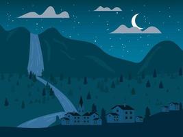 Nature beautiful town in night vector