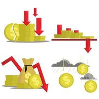 set coin loss or about inflation icon vector illustration