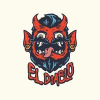 El diablo cartoon cute satan face illustration vector