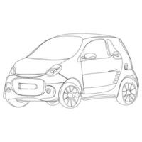 Vector car smart in line art style. Hatchback. Hand drawn vehicle for web, icons, banners