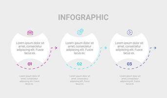 infografía de información de datos. infografía moderna. 3 pasos concepto de negocio moderno. diseño colorido creativo. vector