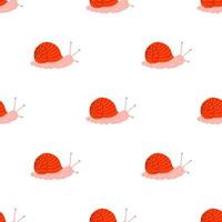 Children s seamless pattern with a snail on white background. vector