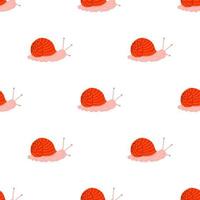 Children s seamless pattern with a snail on white background. vector