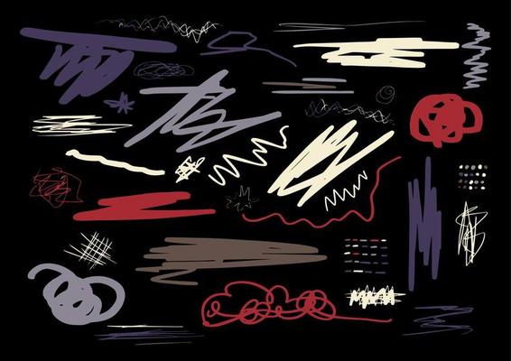 Collection of abstract hand drawn creative graphic element