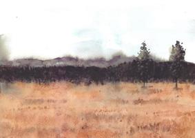 Beautiful savannah nature landscape in watercolor painting vector