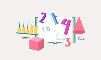 fondo de elementos de matemáticas de dibujos animados, logotipo de educación vector