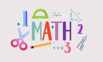 Cartoon maths elements background, education logo vector