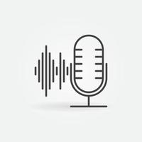 Microphone with Sound wave outline vector concept icon