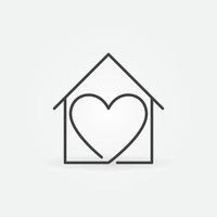 Heart inside House vector thin line concept Stay at Home icon