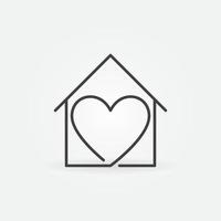 Heart inside House vector thin line concept Stay at Home icon