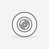 Icono circular de vector de contorno de cámara de video de 360 grados