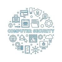 Vector Computer Security round outline creative illustration