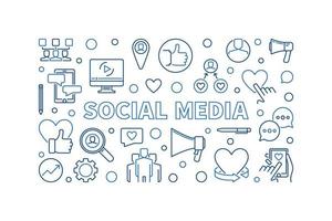 Social Media vector concept outline horizontal illustration