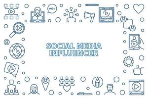 Social Media Influencer outline horizontal frame. Vector illustration