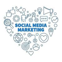 Social Media Marketing Heart vector blue linear illustration