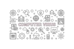 banner de línea horizontal de concepto de virus informático vectorial vector