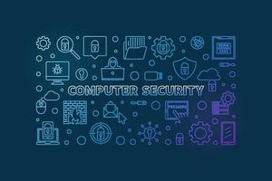 Vector Computer Security colorful line horizontal illustration