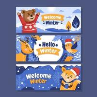 Winter Animals Banner vector