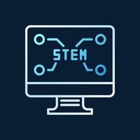 PC with STEM text vector concept outline colored icon