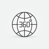 360 degrees earth globe outline vector concept icon