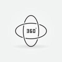 Icono de concepto de vector de 360 grados en estilo de línea delgada