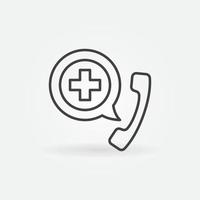 Phone with Cross outline icon. Emergency Call vector symbol