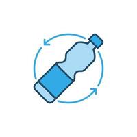 icono azul del concepto de vector de reciclaje de botellas de plástico