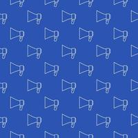 Megaphone vector concept seamless pattern with blue background