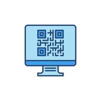 PC with QR Code vector concept colored icon
