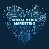 Social Media Marketing vector blue outline heart illustration