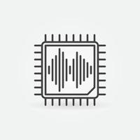 procesador de microchip con icono de concepto de vector de onda de sonido