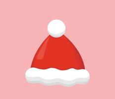 un sombrero de santa, elemento para navidad o año nuevo, estilo de dibujos animados vectoriales, ilustración de icono de símbolo vector