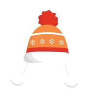 Elements of Christmas woolen hat, warm winter hat, christmas hat, vector cartoon style