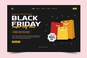 Black Friday Sale Landing Page Design Template vector