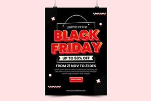 Black Friday Sale Poster or Flyer Design Template vector