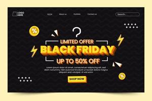 Black Friday Sale Landing Page Design Template vector