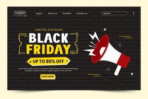 Black Friday Sale Landing Page Design Template vector