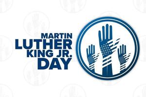 Martin Luther King Jr. Day. MLK. Holiday concept. Template for background, banner, card, poster with text inscription. Vector EPS10 illustration.