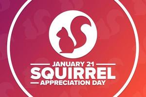 Squirrel Appreciation Day. January 21. Holiday concept. Template for background, banner, card, poster with text inscription. Vector EPS10 illustration.