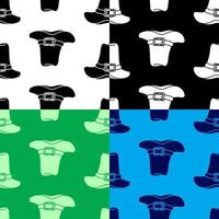 Tall Pilgrim Hat seamless pattern. Party wear for Thanksgiving. History of development of America. Vector in minimalistic linear style
