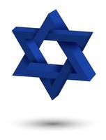 Star of David symbol. Hexagonal star of national flag of Israel. 3D vector