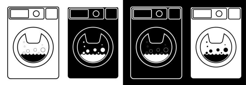 washing machine in flat and linear style. Household appliances. Isolated vector
